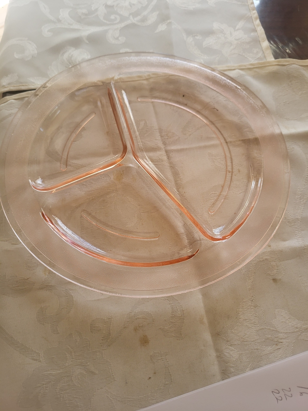 Pink Depression Glass Grill Plate, Diner Ware